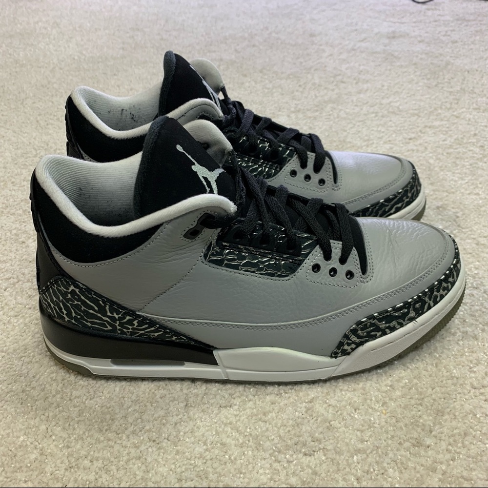 Nike Air Jordan 3 III Retro Wolf Grey Metallic Sliver Cement Men’s Size 9 & Box - Picture 4 of 8